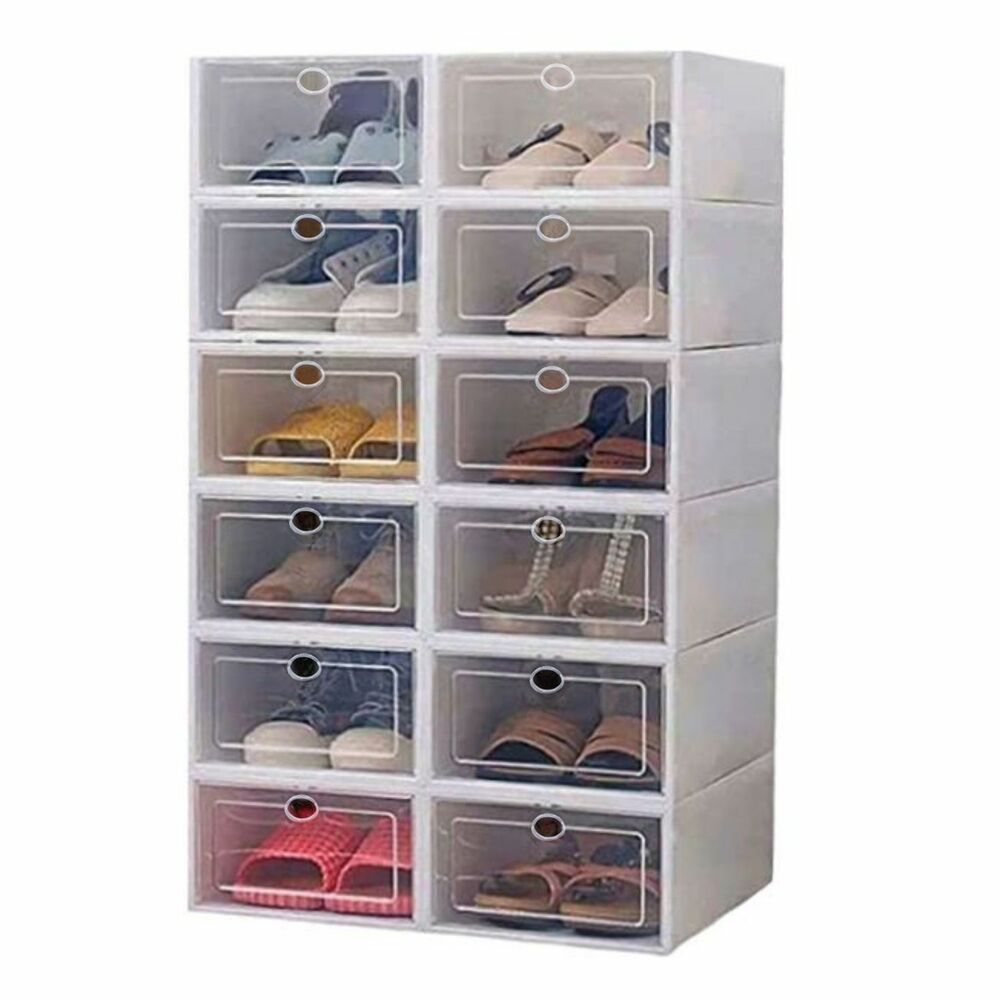 Durable Plastic Shoe Box 12pcs (White)