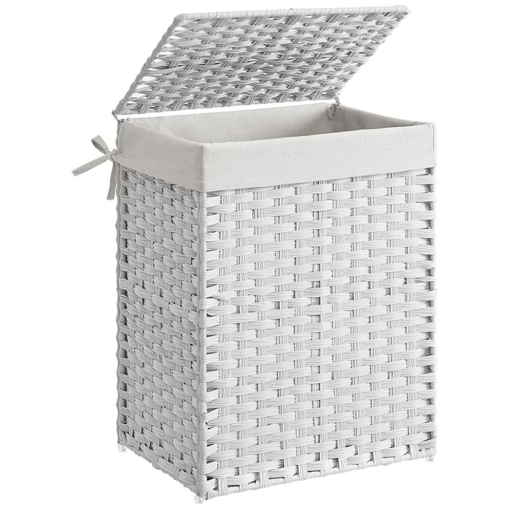 Synthetic Rattan Laundry Basket 90L - White