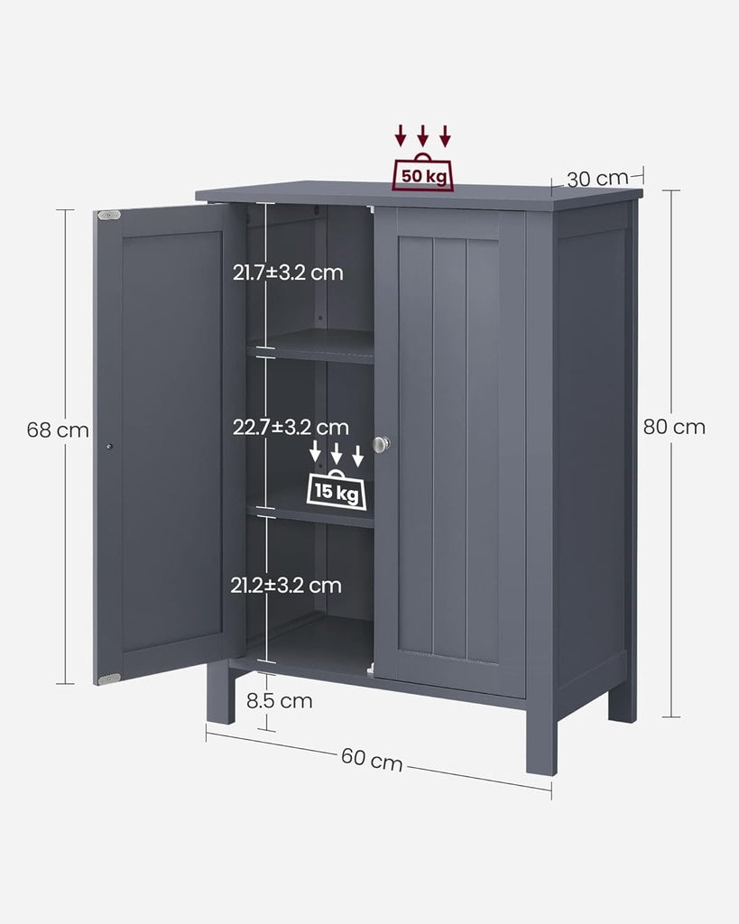 Waterproof Floor Cabinet with 2 Doors Grey