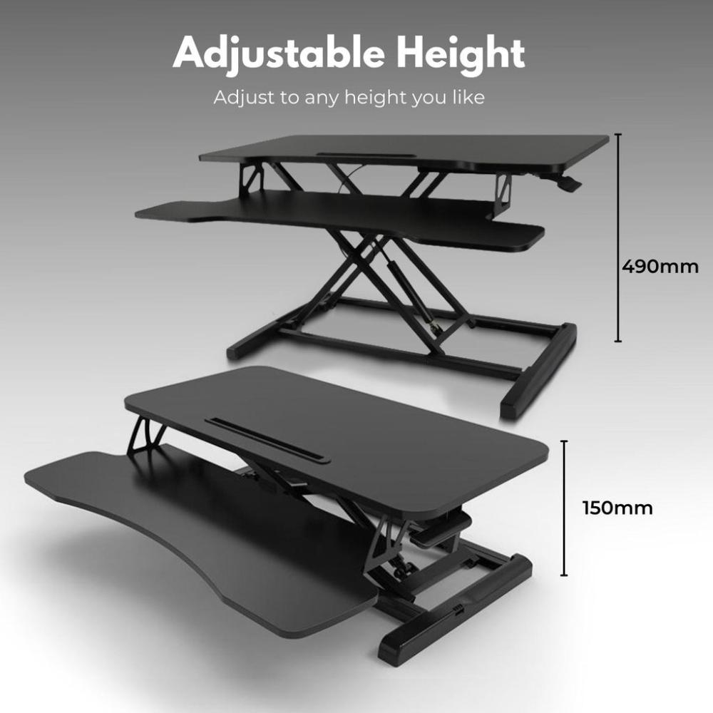 Adjustable Standing Desk Riser with Gas Spring (Black)