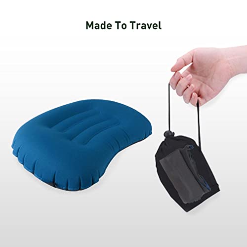 Inflatable Camping Travel Pillow - Dark Blue