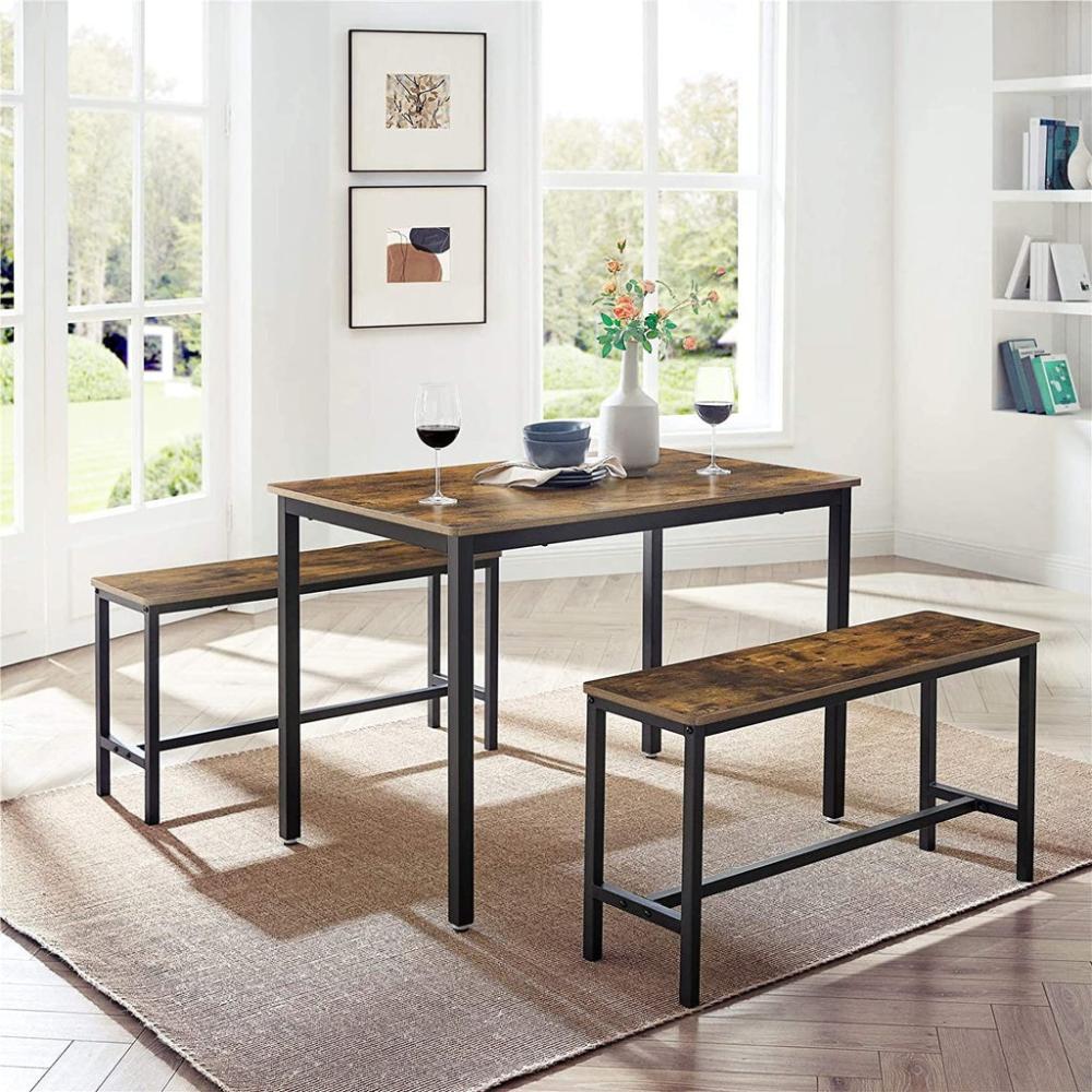 Dining Table Set with 2 Benches