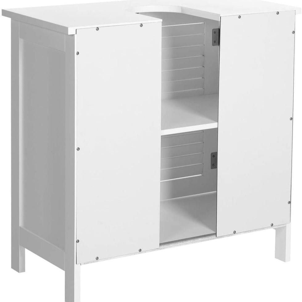 Under Sink Cabinet Cupboard with 2 Louvered Doors - White