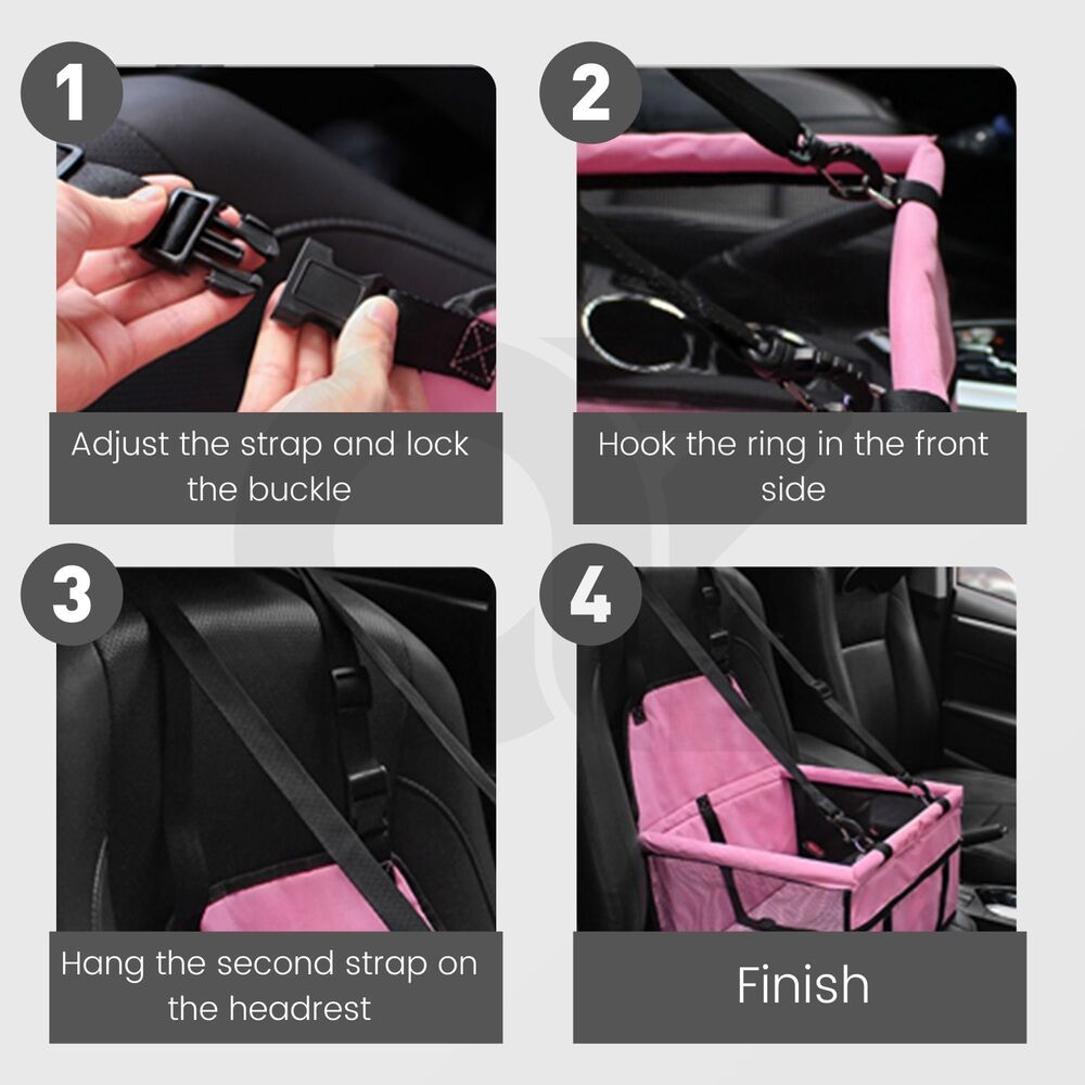 Car Booster Seat Pet Carrier Safety Protector Basket - Pink