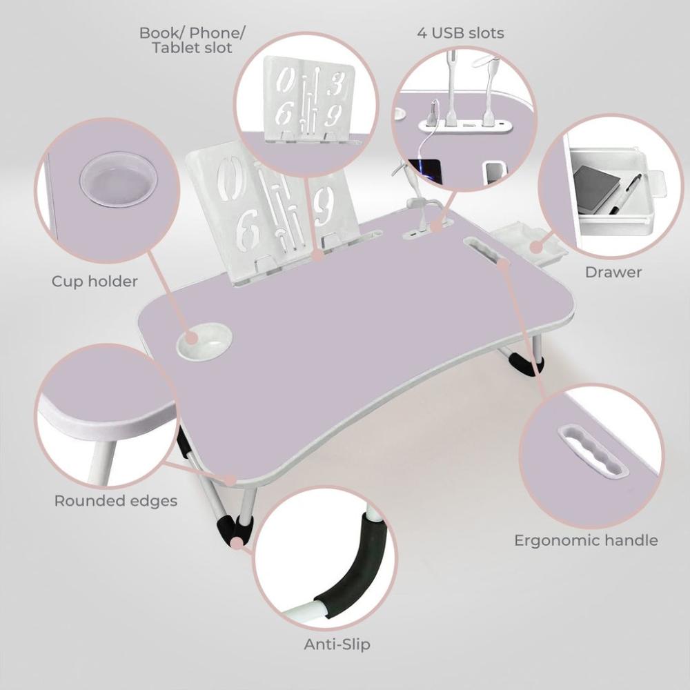 Multifunctional Portable Laptop Desk with USB Charge Port