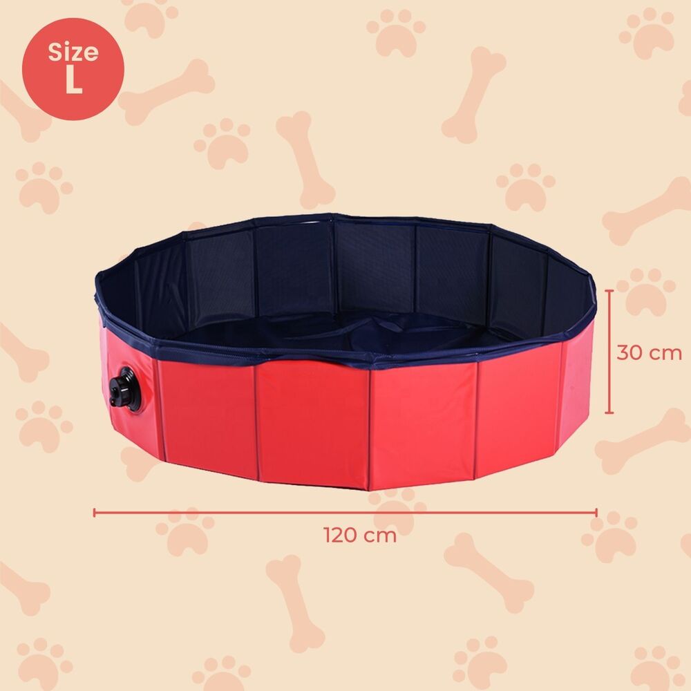 Circle Portable Pet Pool 120cm x 30cm Red