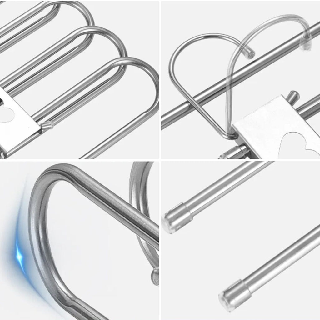 6 in 1 Non-Slip Metal Stainless Steel Hangers Pack of 2 (Silver)