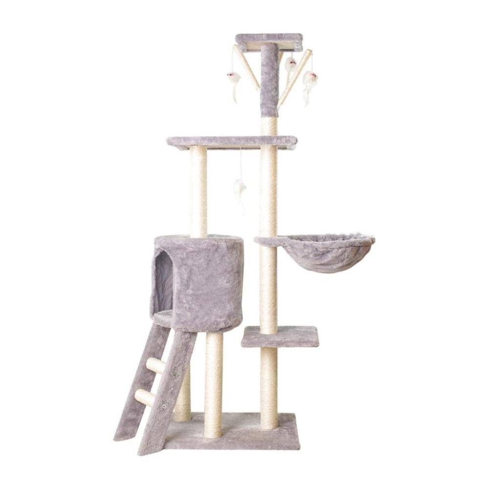 5 Layer Plush Cat Condo Cat Tree Light Grey - 138cms