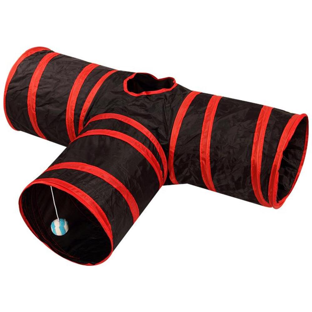 3 Spacious Way 4 Holes Cat Tunnel (Red)