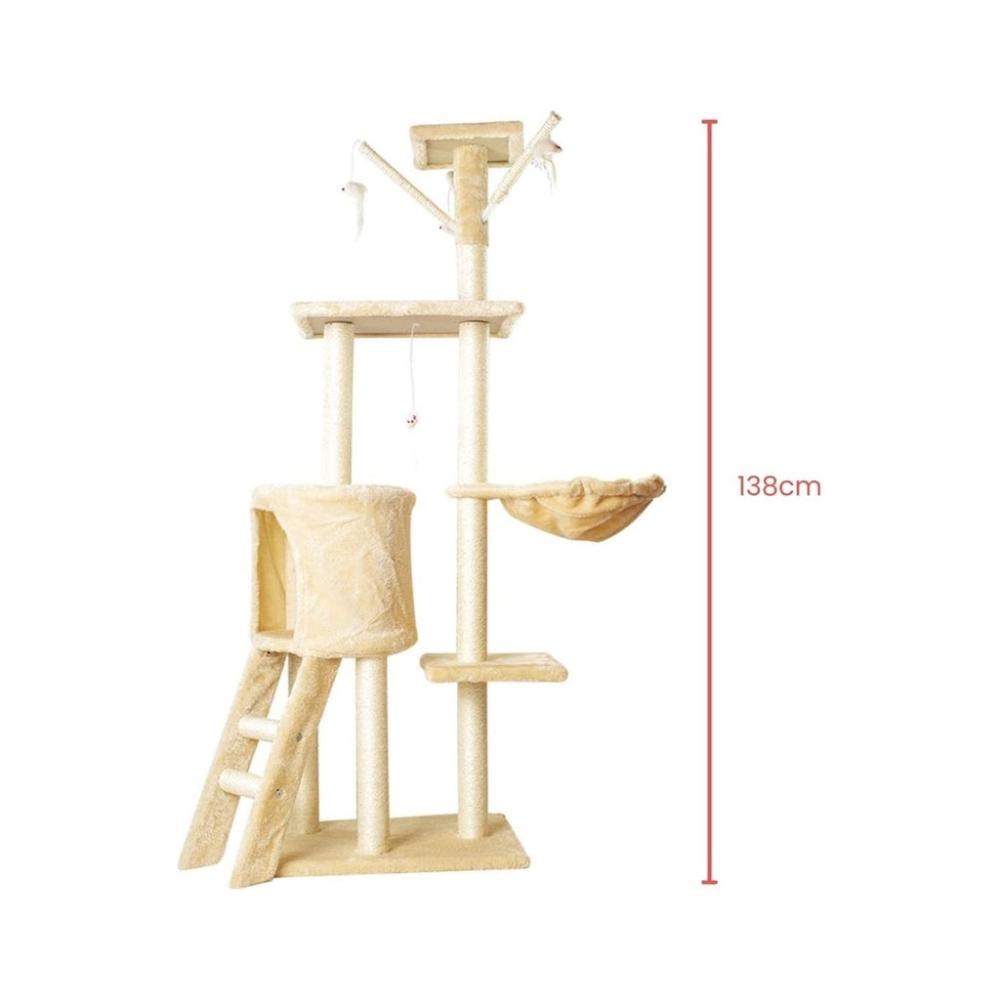 5 Layer Plush Cat Condo Cat Tree Beige -138cms