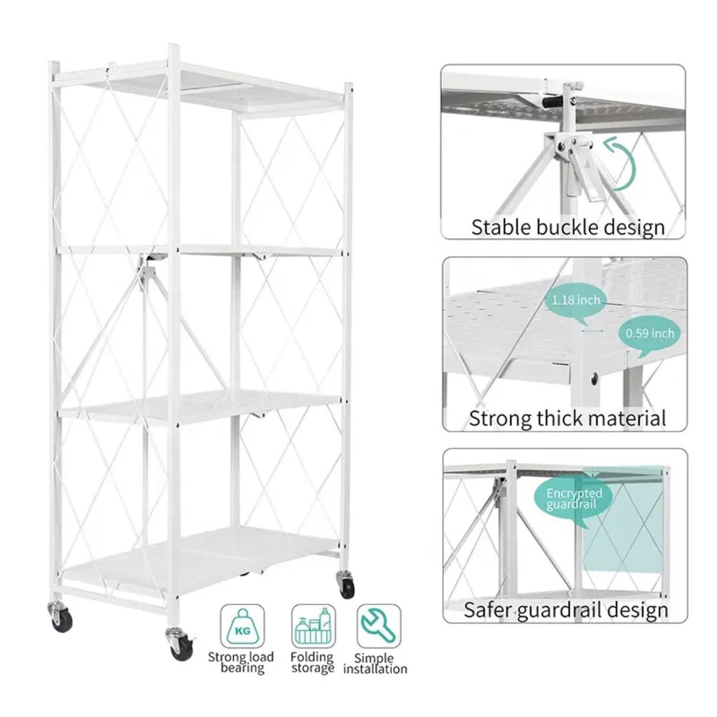 Foldable 4 Tier Storage Shelf (White)