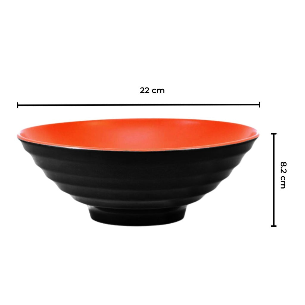 Noodle Soup Bowl Dishware - 4 Sets (12 Piece) (Red and Black)