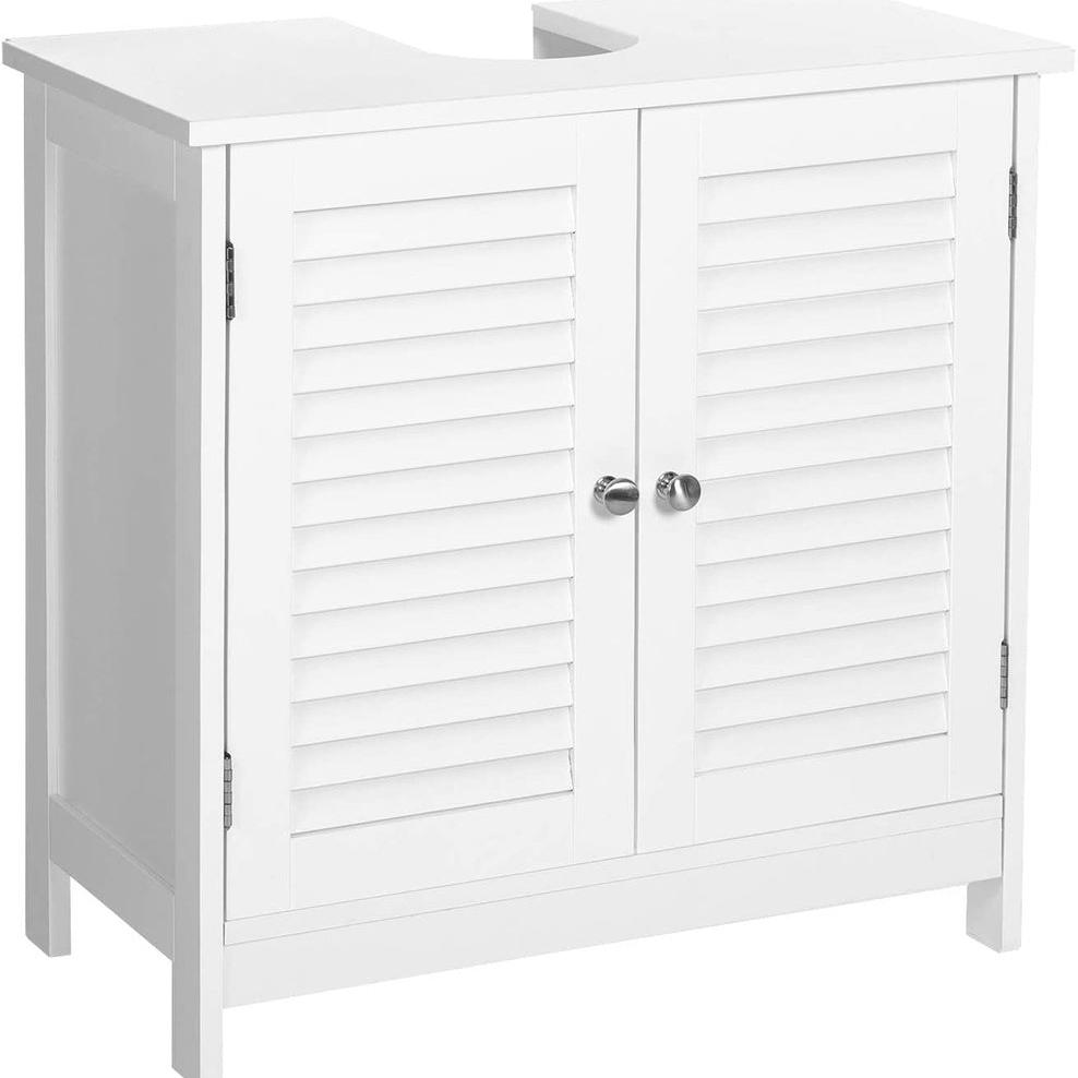 Under Sink Cabinet Cupboard with 2 Louvered Doors - White