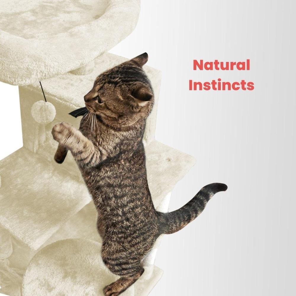 Plush Cat Condo Cat Tree Beige - 170cms