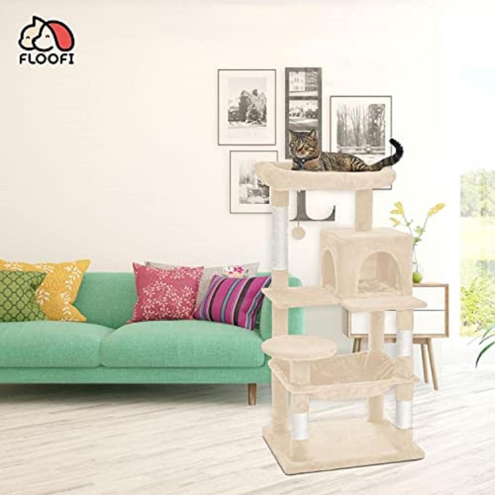 Plush Cat Condo Cat Tree - Beige 118cms