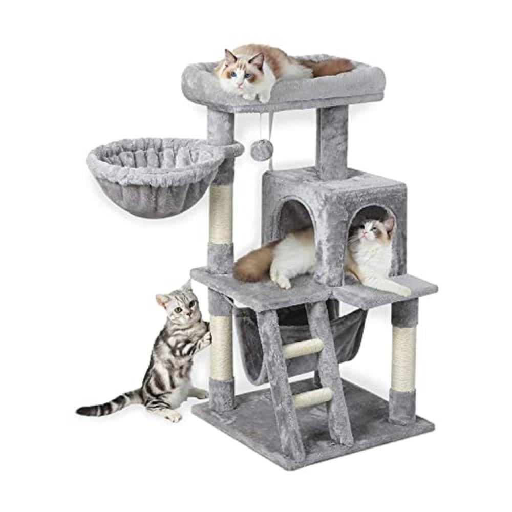 Plush Cat Condo Cat Tree - Light Grey 104cms