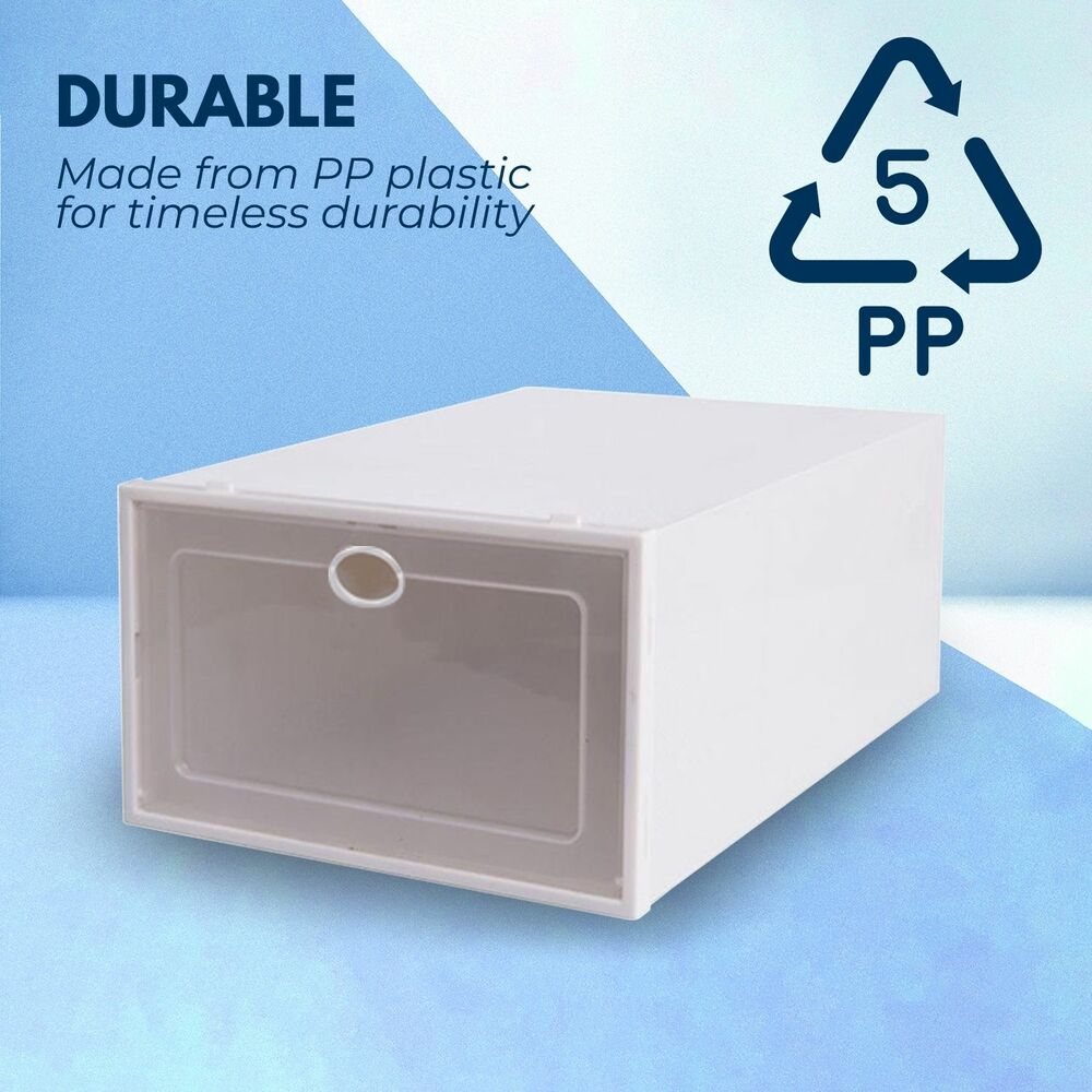 Durable Plastic Shoe Box 12pcs (White)