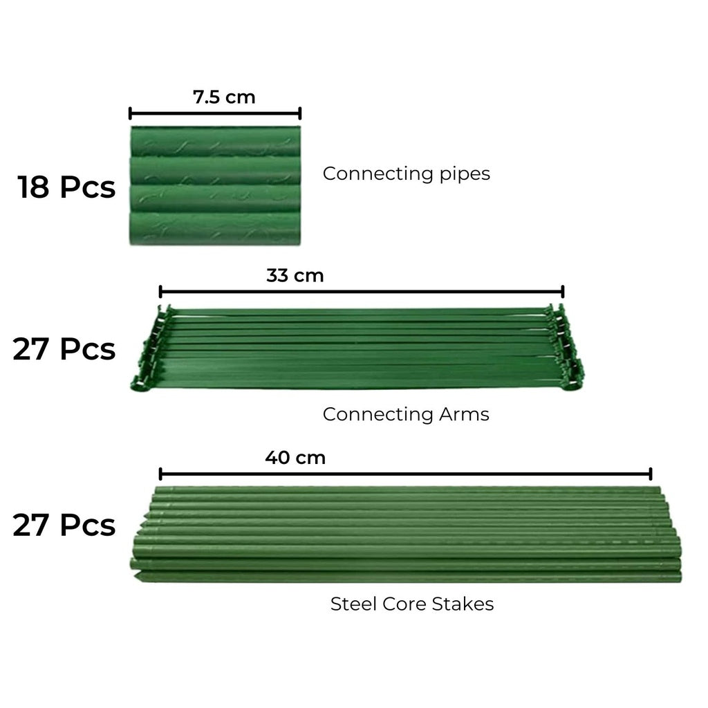 3 Sets Tomato Supports Cages with 20 Clips - Green