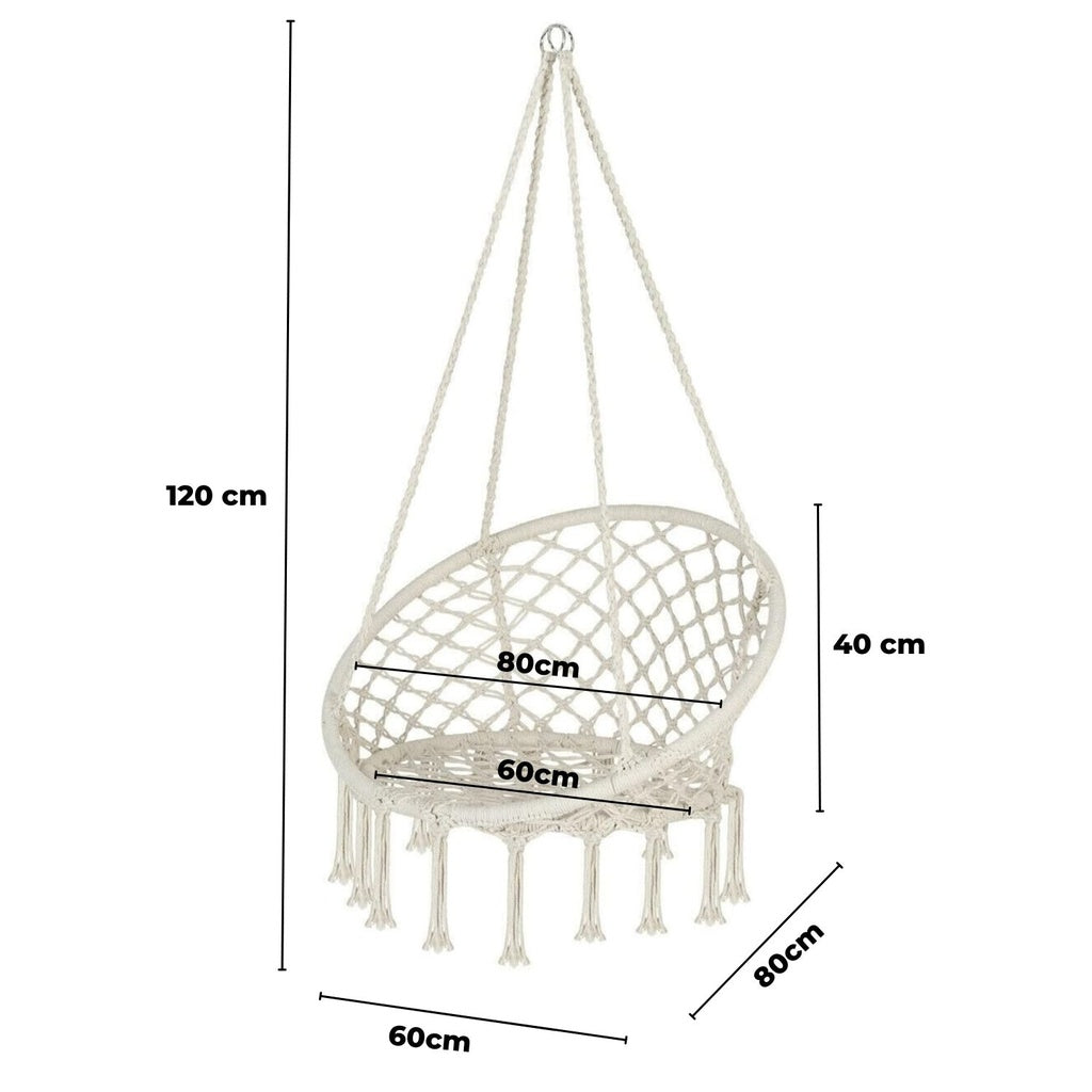 Hammock Chair Macrame Hanging Swing - 120cms