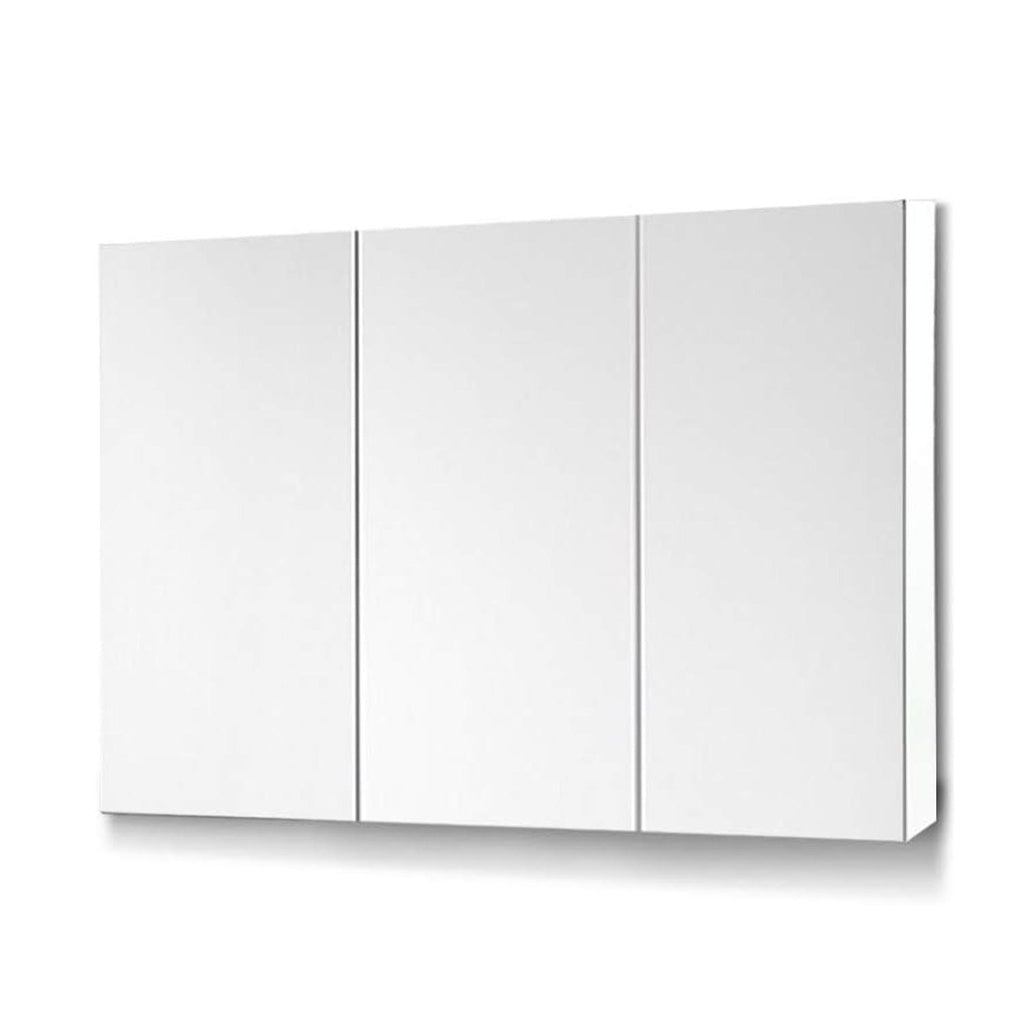 Bathroom Vanity Mirror with Triple Door Storage Cabinet (White)