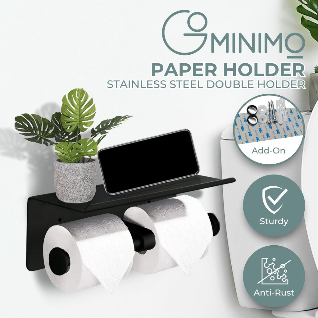 Stainless Steel Double Toilet Roll Holder Paper