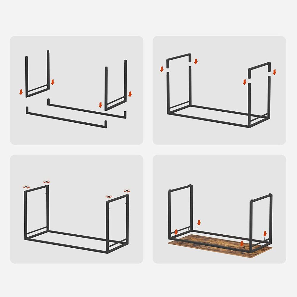 Industrial Computer Desk with 8 Hooks - 120cms