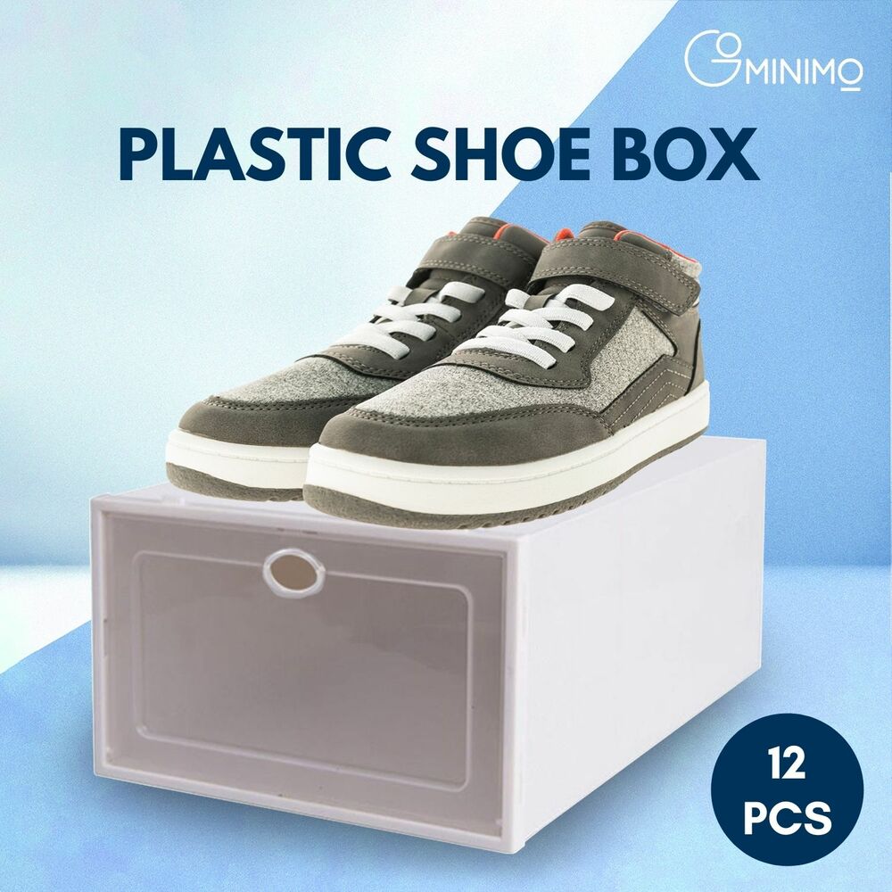 Durable Plastic Shoe Box 12pcs (White)