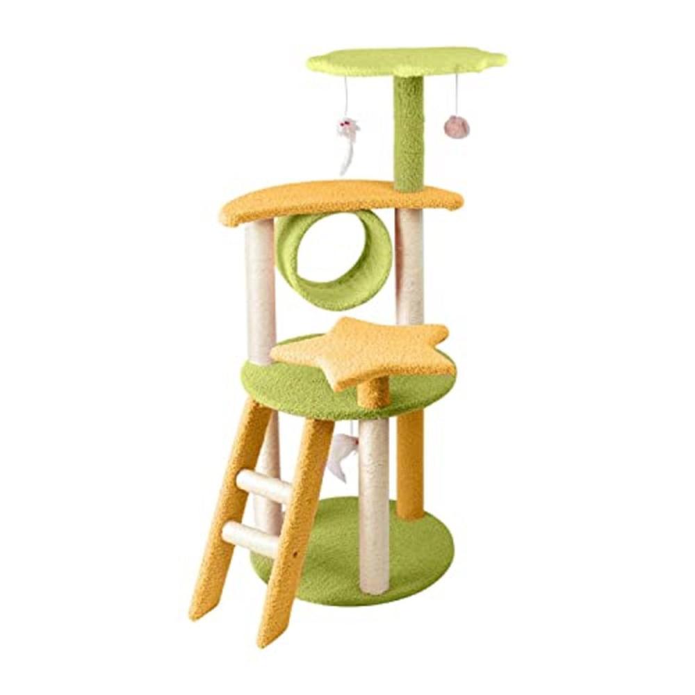 Galaxy Plush Cat Condo Cat Tree Yellow Green - 101cms