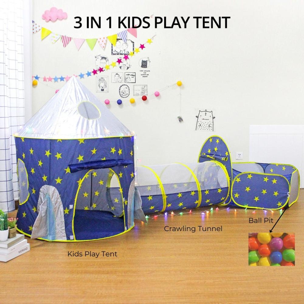 3 in 1 Sky Style Kids Play Tent with Carrying Bag - Blue and Yellow