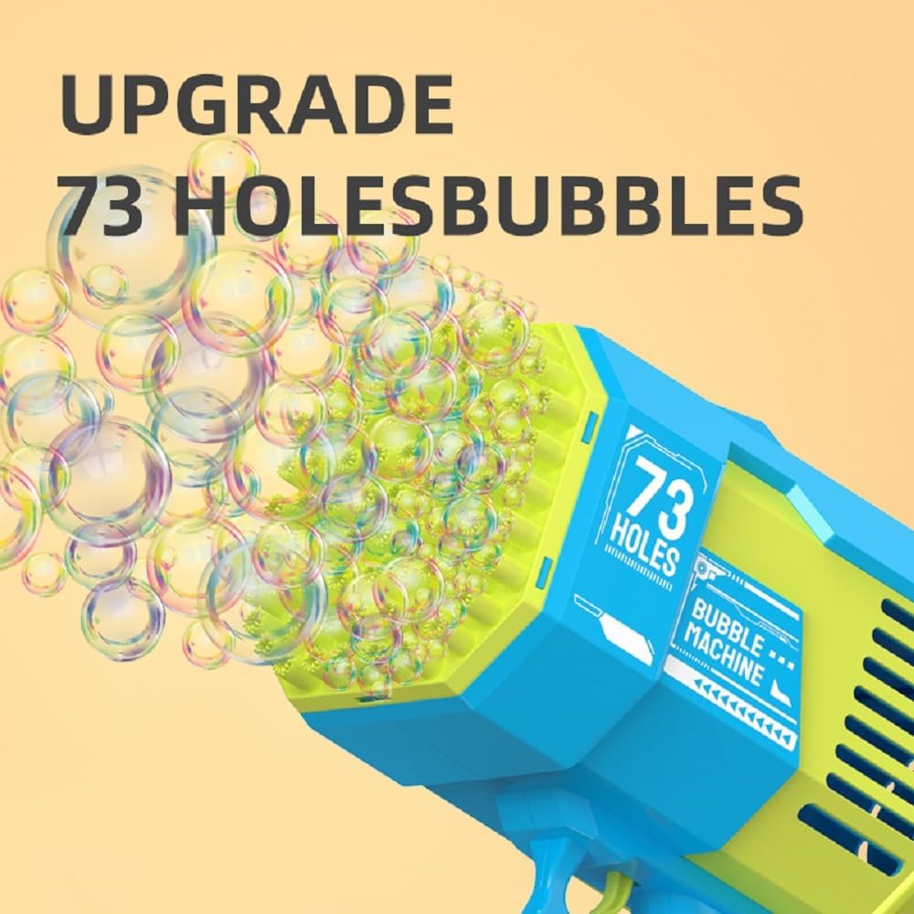 73 Holes Rechargeable Bubbles Machine Gun (Blue and Green)