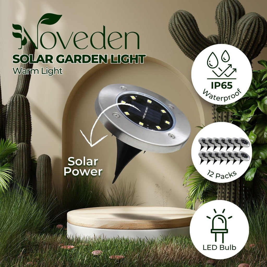 Waterproof Solar LED Light (Warm) - Pack of 12