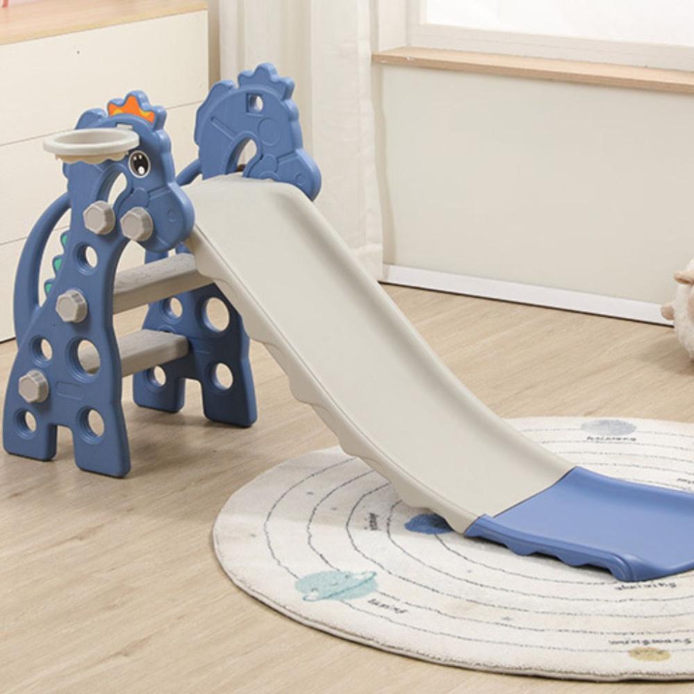 Kids Slide with Basketball Hoop (Blue Horse)