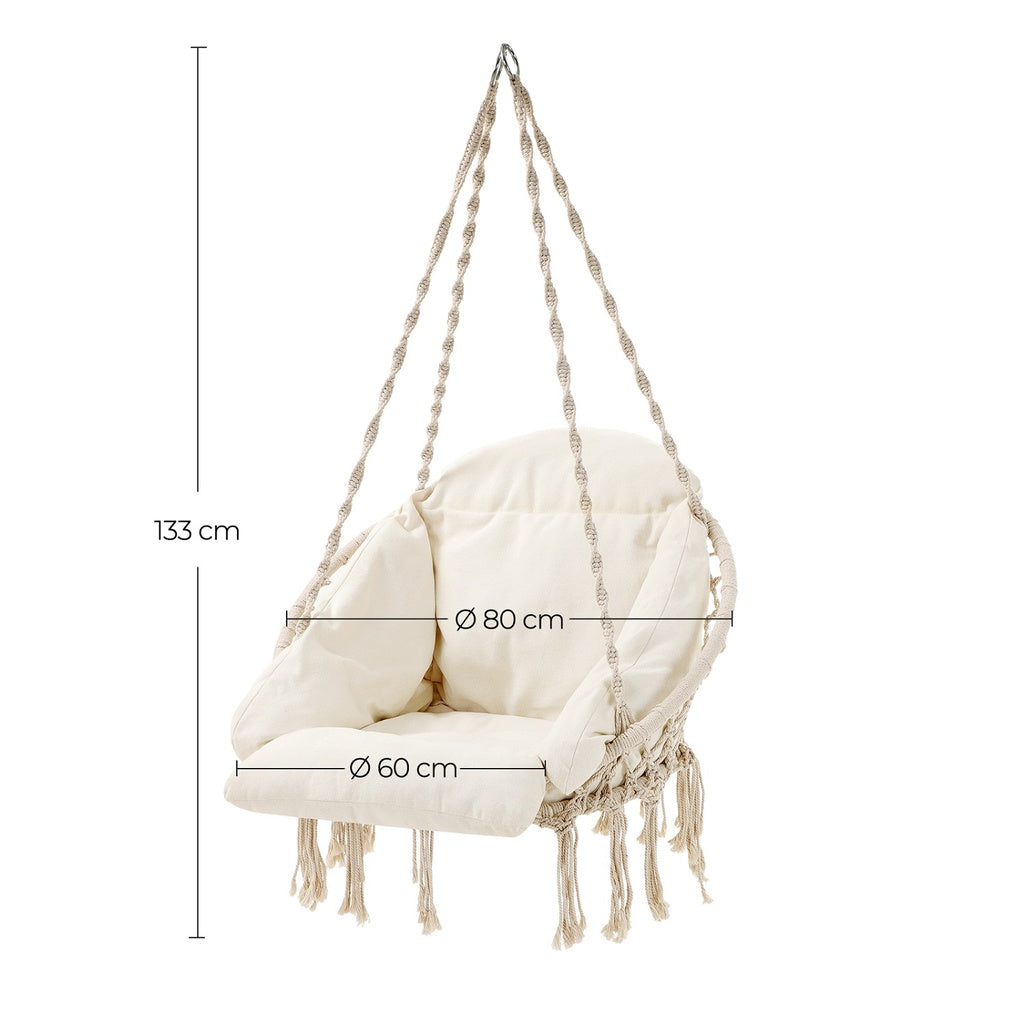 Hammock Hanging Chair with Cushion - Cloud White