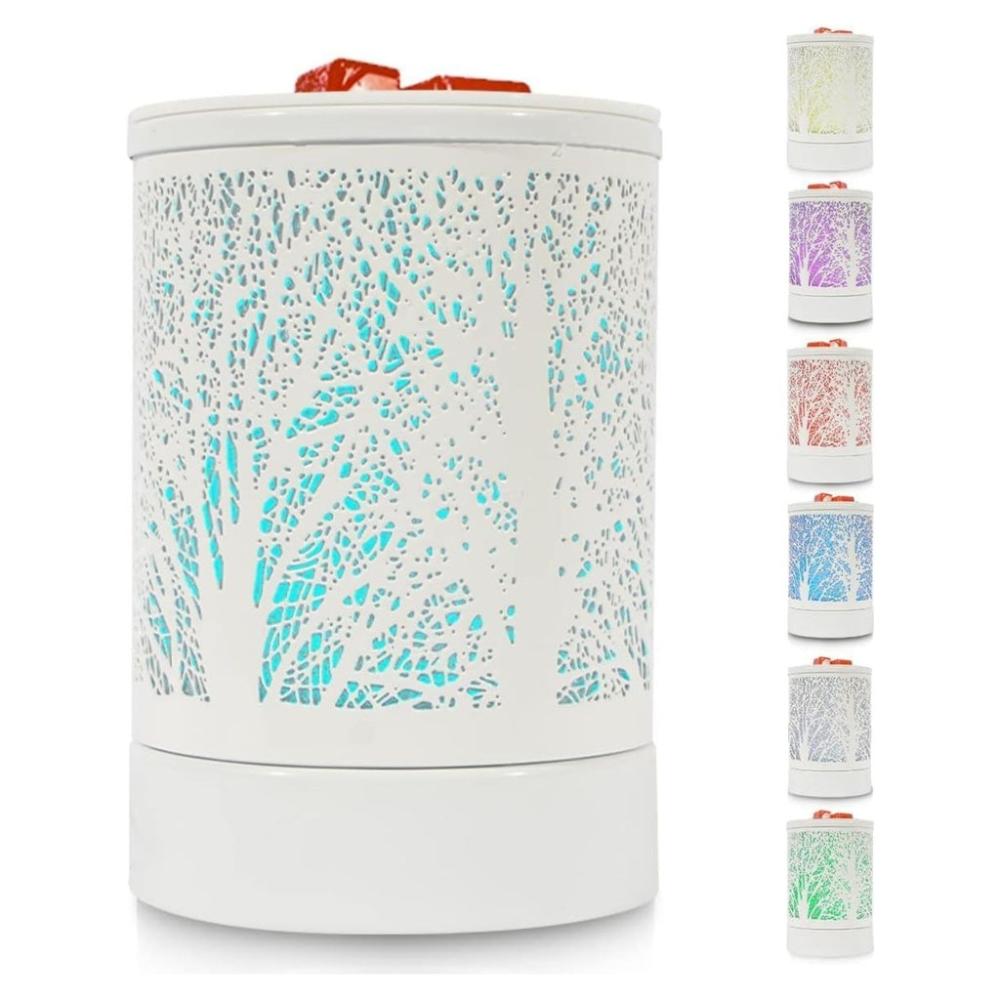 Wax Melt Burner Electric with 7 Colors LED Changing Light (White Forest)