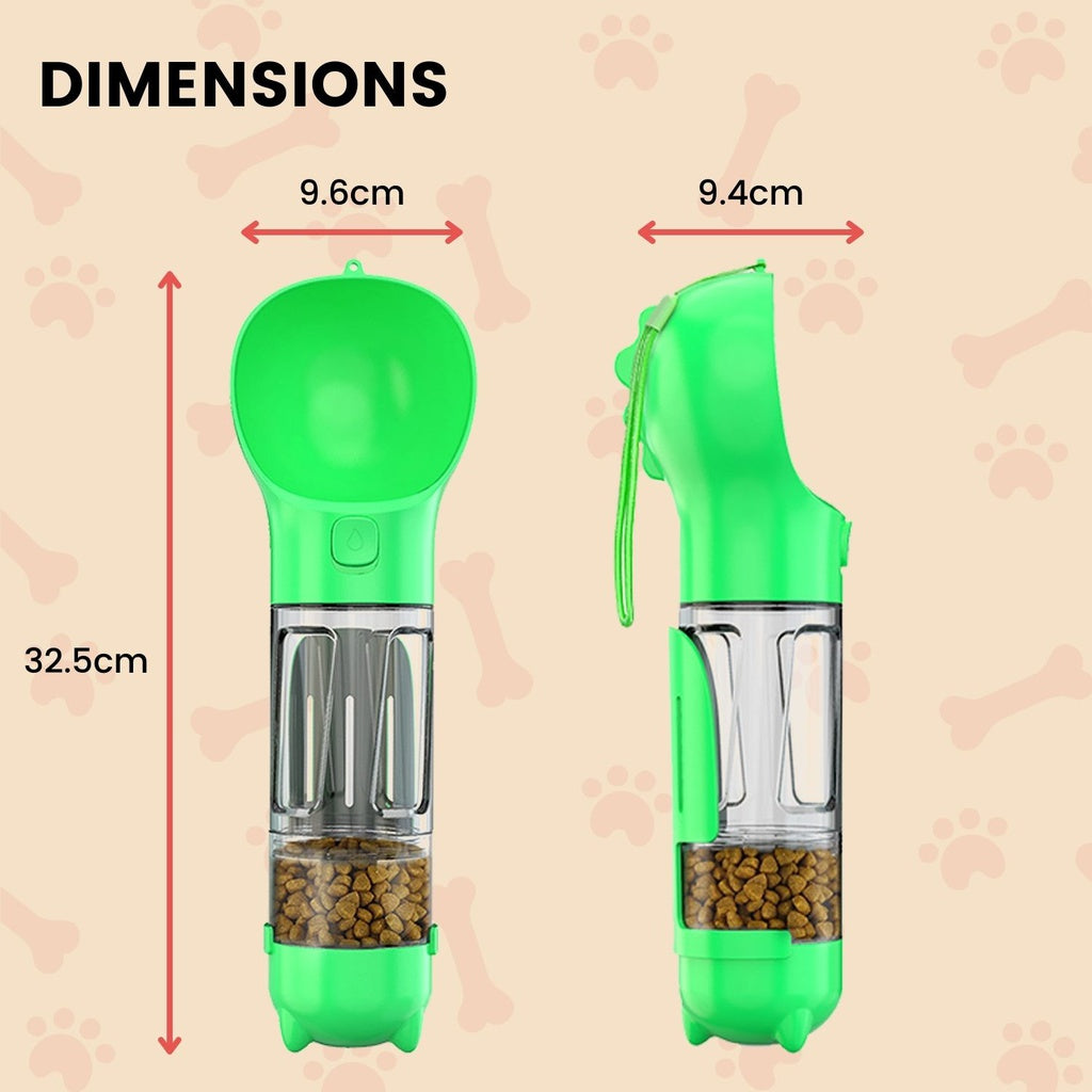 Portable 4 in 1 Pet Scooper and Feeder - Green