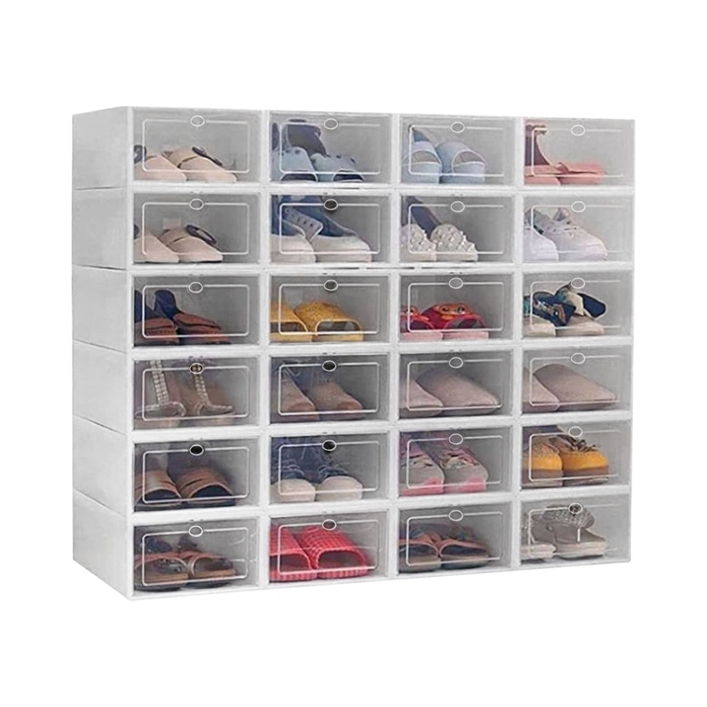 Space-Saving Plastic Shoe Box 24 pcs (White)