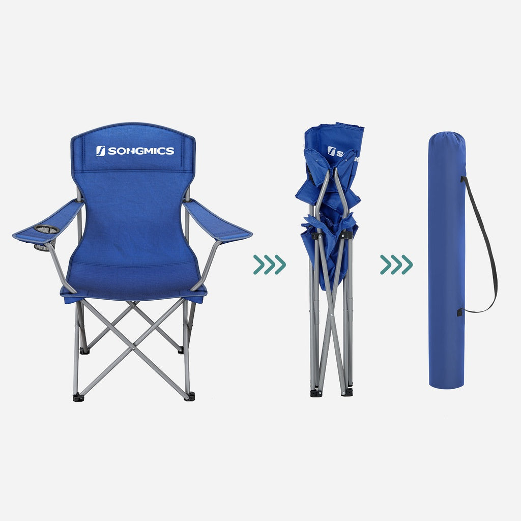 Set of 2 Folding Camping Outdoor Chairs - Blue