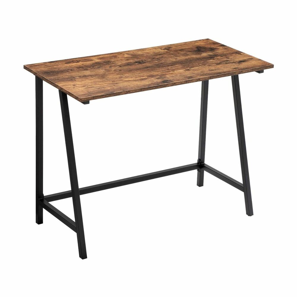 Computer Desk with Steel Frame Rustic Brown - 100cms