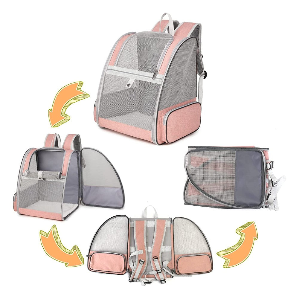 Comfortable Travel Pet Backpack - (Pink)