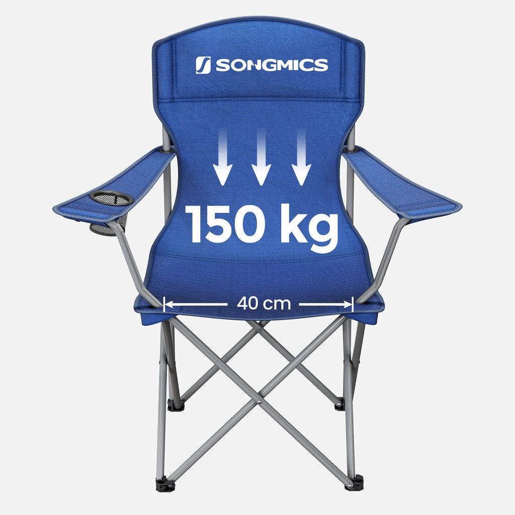 Set of 2 Folding Camping Outdoor Chairs - Blue