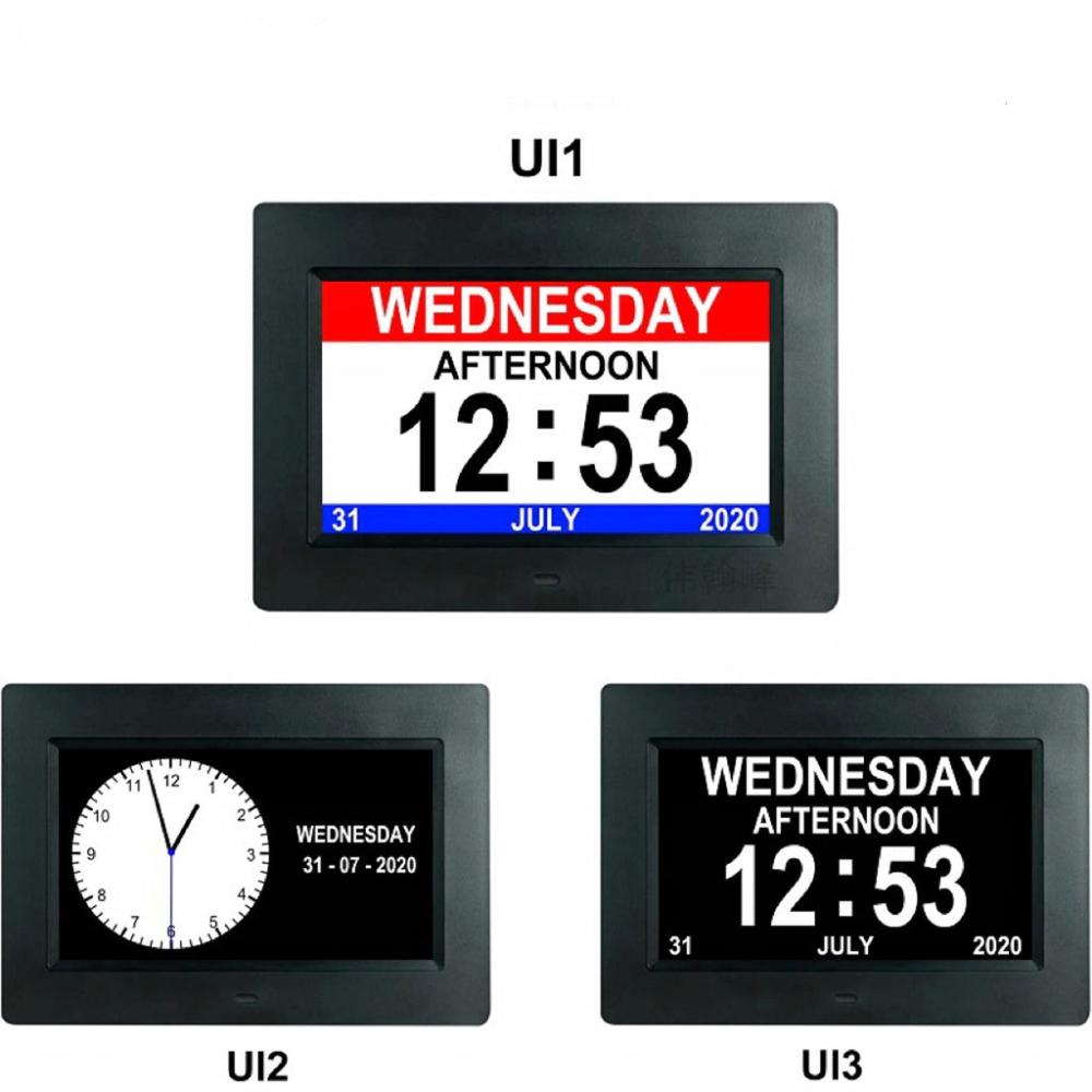 Calendar Dementia Digital Alarm Clock with Large LCD Screen (Black)