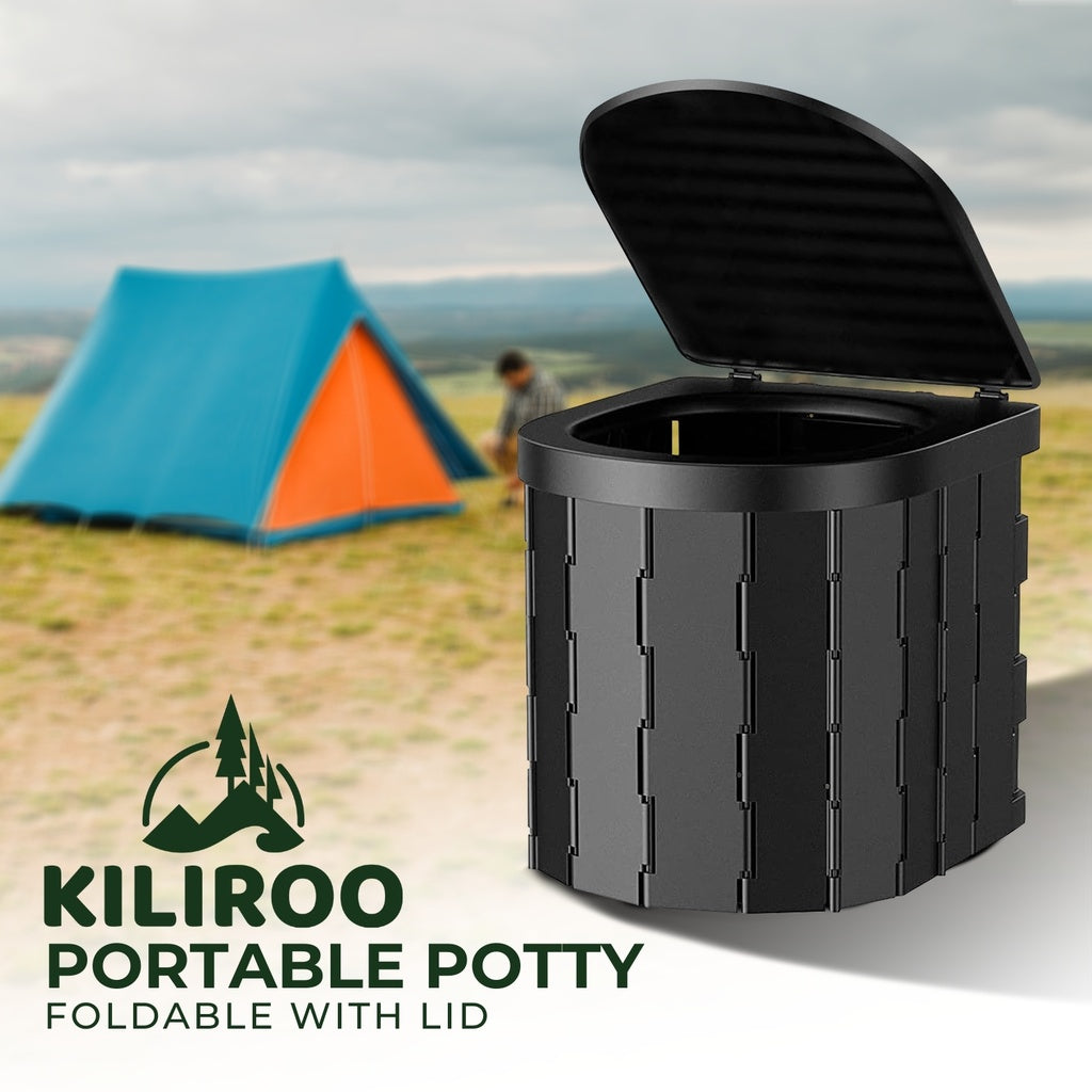 Portable Foldable Potty With Lid (Black)