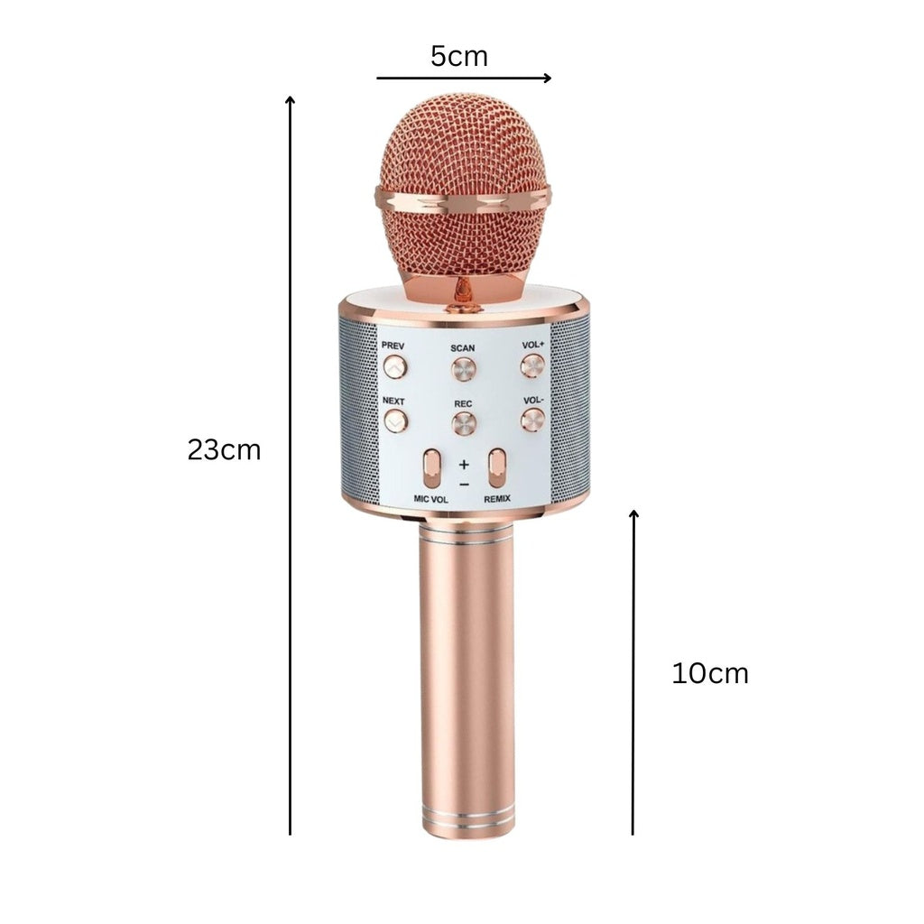 4 in 1 Wireless Bluetooth Karaoke Microphone with Record Function (Rose gold)