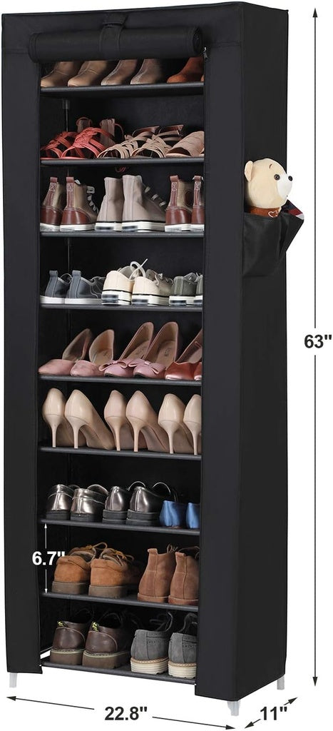 9 Tier Shoe Rack for 27-35 Pairs of Shoes - Black