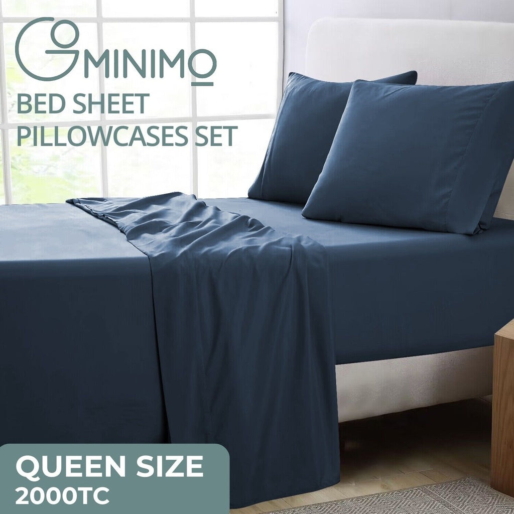 2000 Thread Count Ultra Soft Microfiber 4 Pcs Bed Sheet Set - Queen (Royal Blue)