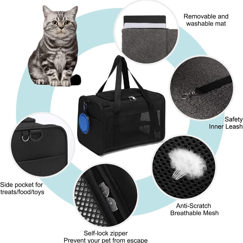 Durable Portable Pet Carrier-M Size (Black)