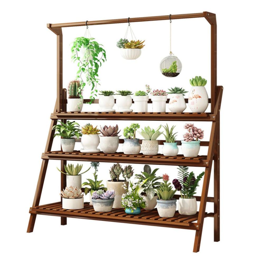 Bamboo Plant 3 Tier Stand - Dark Brown