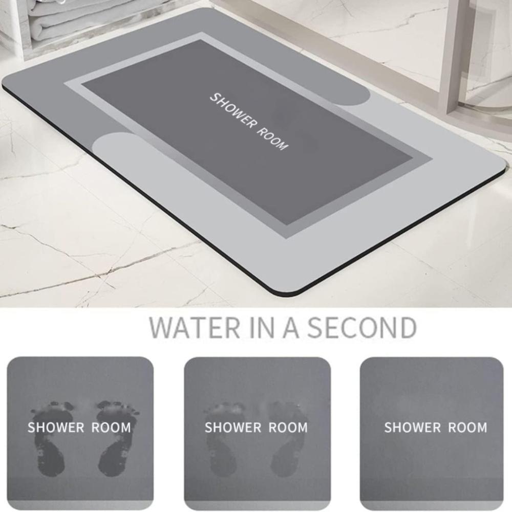 Anti-Slip Bathmat Diatom Rectangle 80 x50cm - Grey