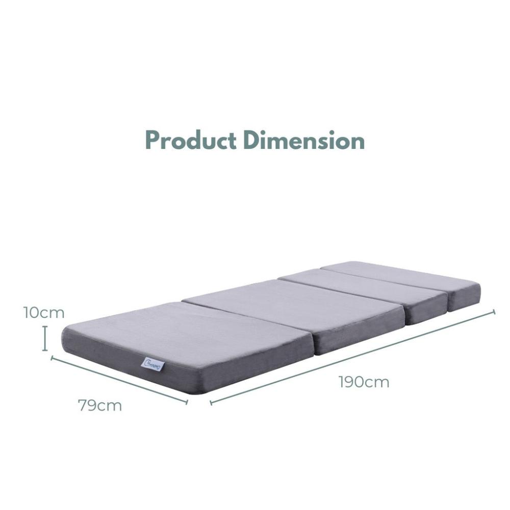 4-Fold Memory Foam Folding Mattress - Dark Grey Velvet