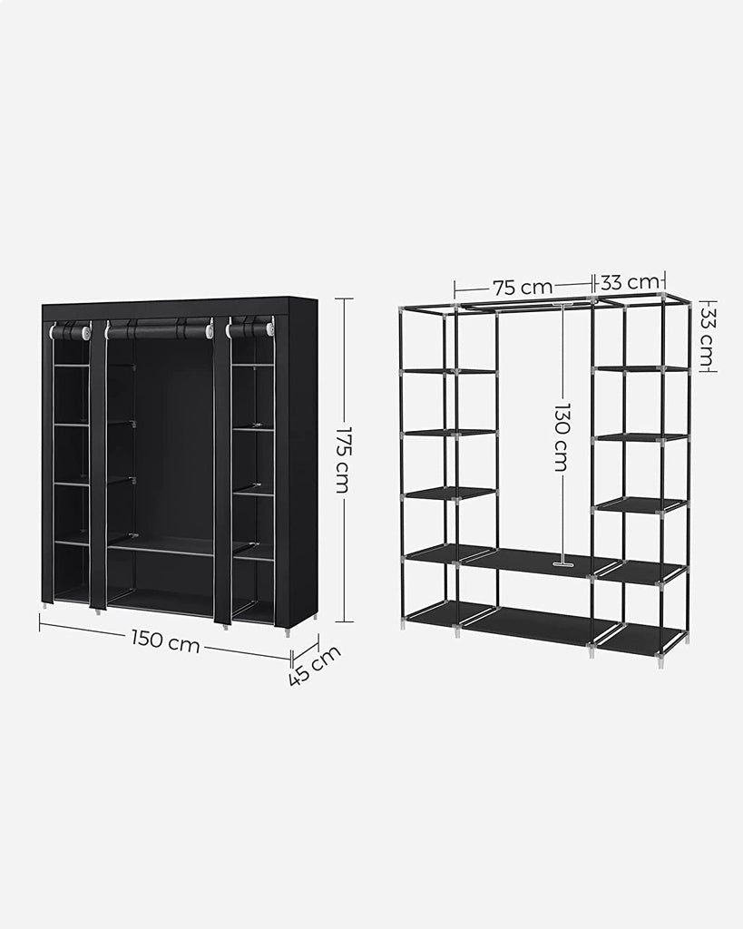 Non-Woven Fabric Wardrobe Storage - Black